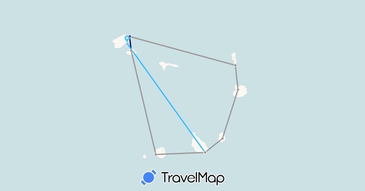 TravelMap itinerary: driving, plane, boat in Cape Verde (Africa)